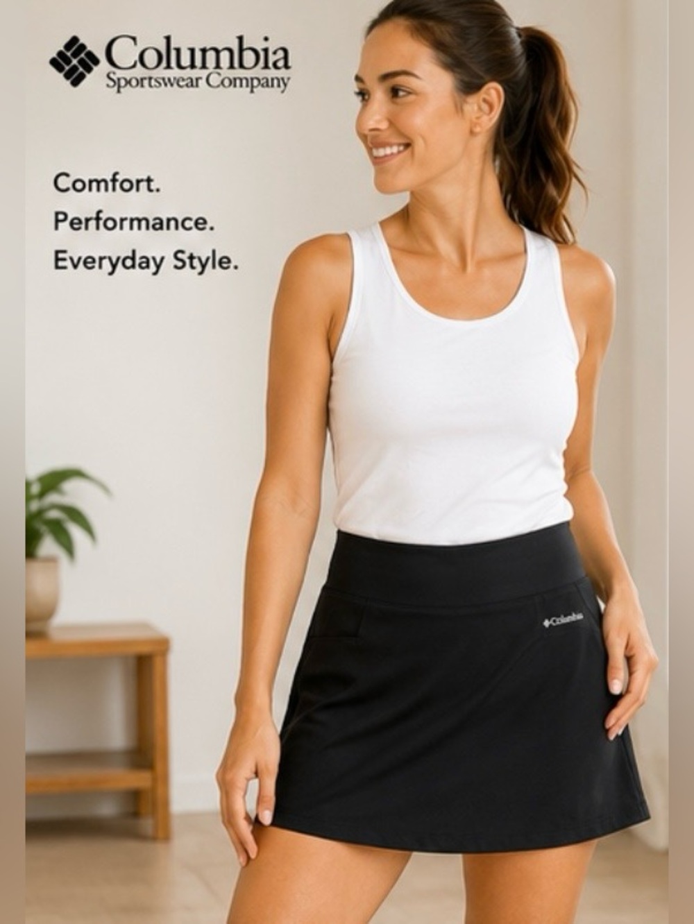 Columbia Black Athletic Skort Size Small Stretch Lined Active Golf Tennis